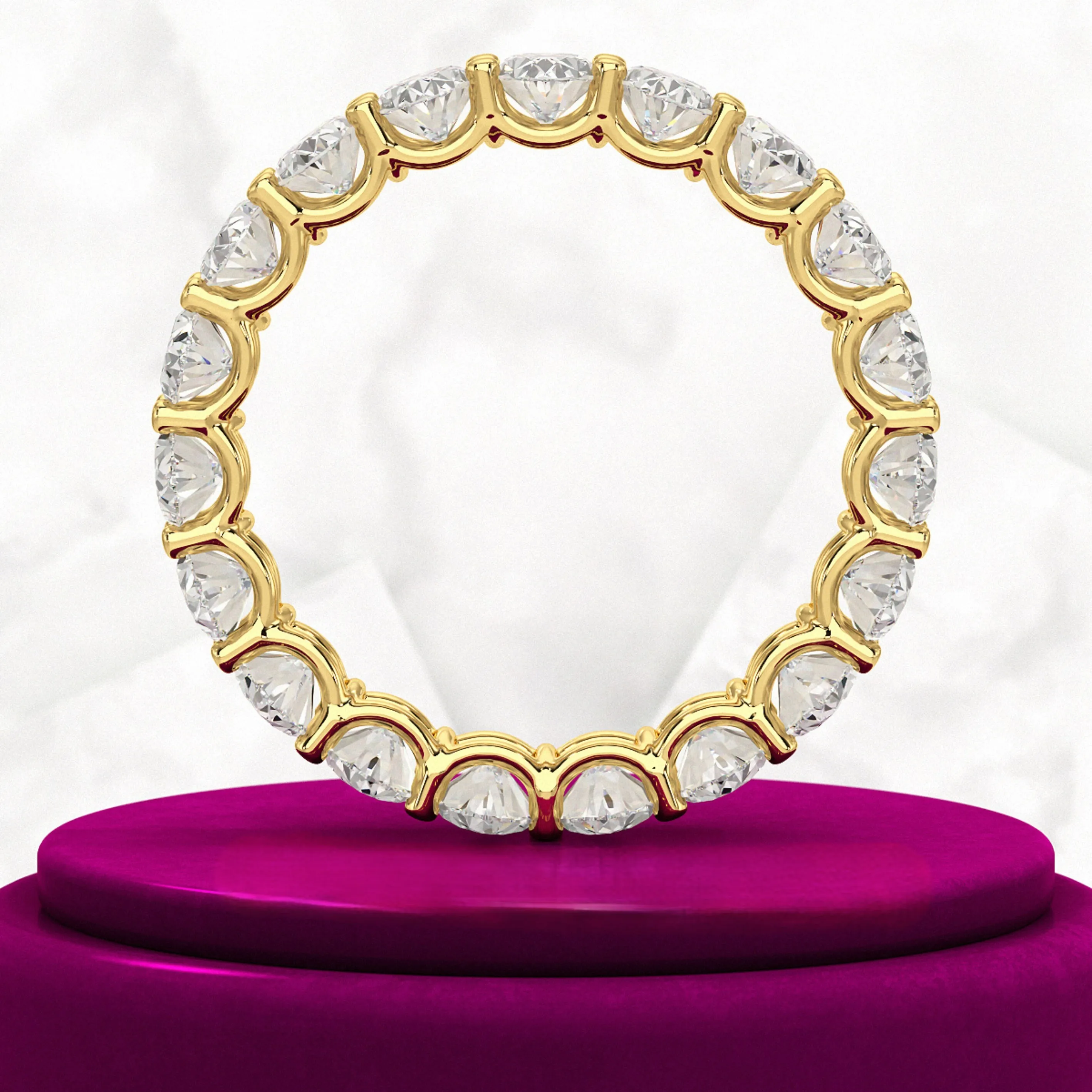 Elegant And Trending 5 Carat Oval Cut  Lab Grown Diamond Minimalist Eternity Wedding Band In Yellow Gold Jewelry Gift for Brides