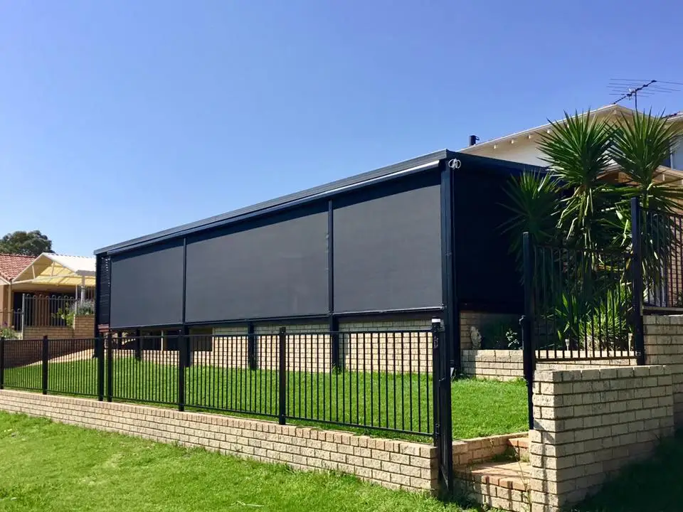 Motorized Retractable Screen Outdoors Blinds Motorized Aluminum Pergola Customized Zip Screen