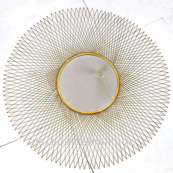 High Demanded Wall Mirror 58X1X58 Inch Gold Plated Metal Steel Glass Modern Style Home Office Hanging Decorations