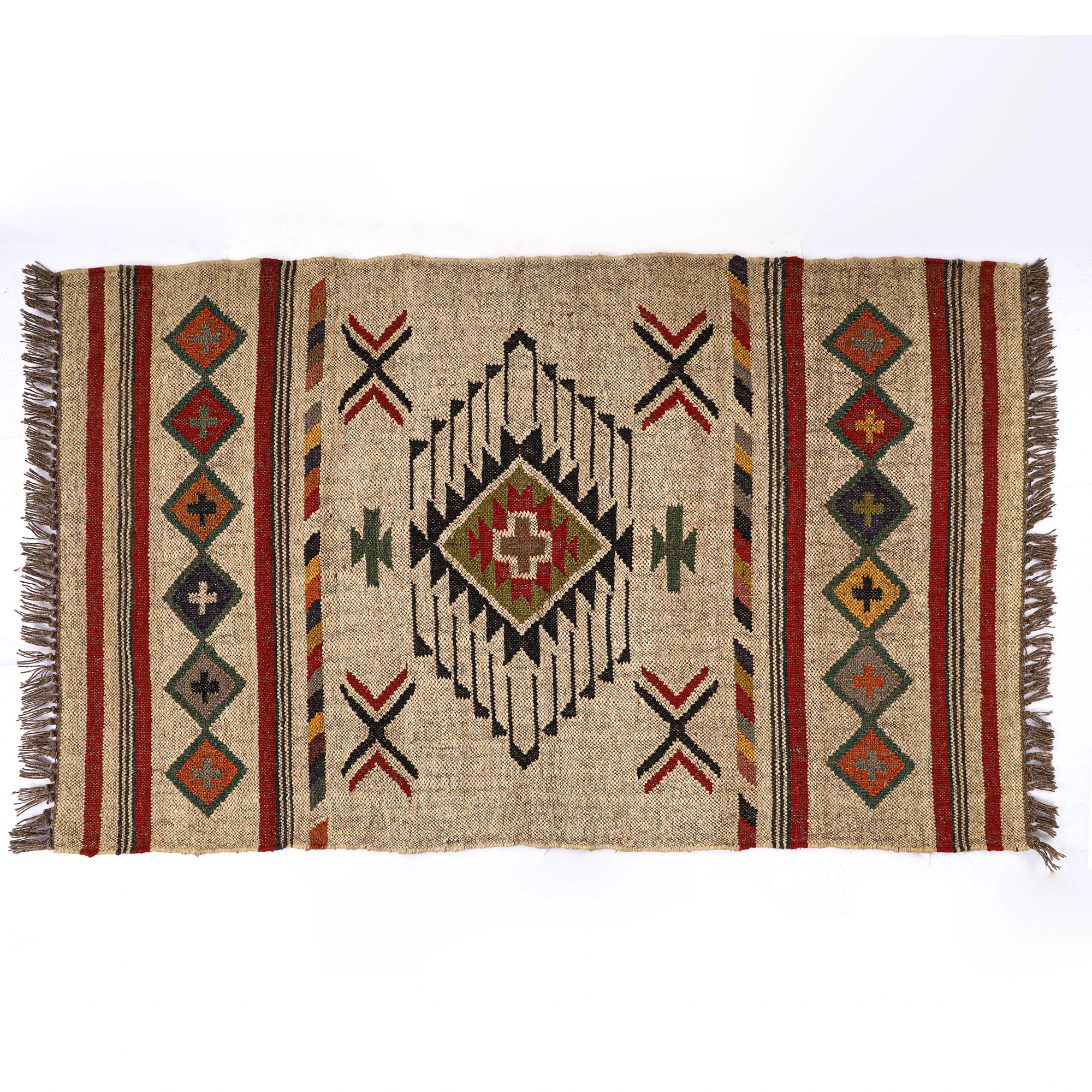 Handwoven Natural Jute Kilim Rugs Bohemian Turkish Design Wool Jute Rugs Home Decorative Custom Size India Room Door Decoration