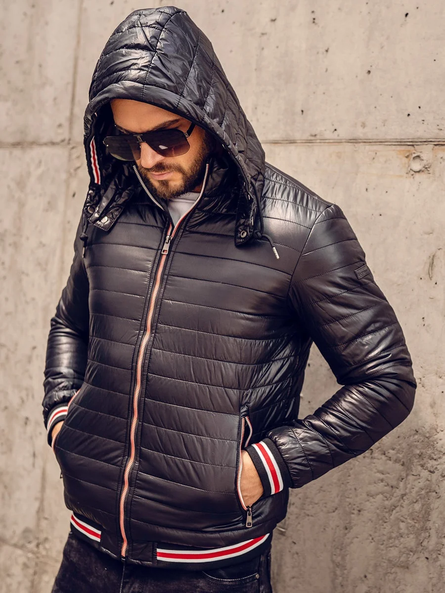 Black Mens Lightweight Breathable Quilted Jacket  Long sleeves Warm Men puffer Jacket ( Manufacture By Huzaifa Products )