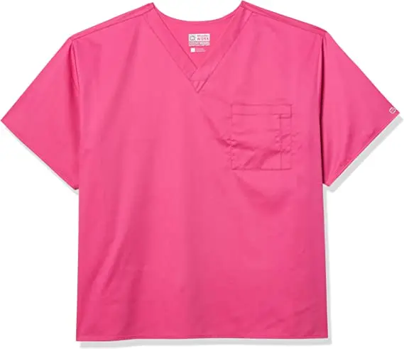 Оптовая продажа, высококачественная и дешевая униформа для мужчин, тканая хлопковая блузка с короткими рукавами и несколькими карманами, скраб-топ