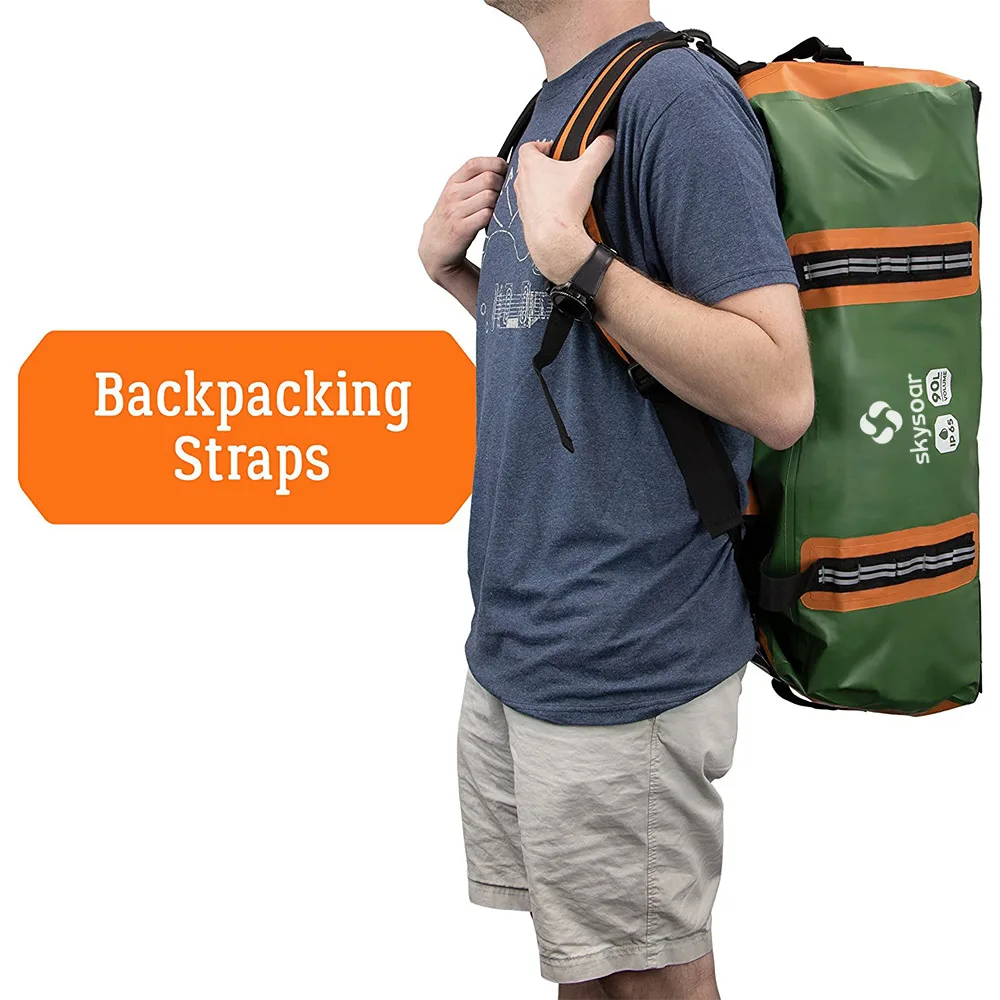 OEM Factory Durable Large Capacity 500D PVC Tarpaulin Waterproof Dry Travel Hiking Duffel Bag Convertible Backpack