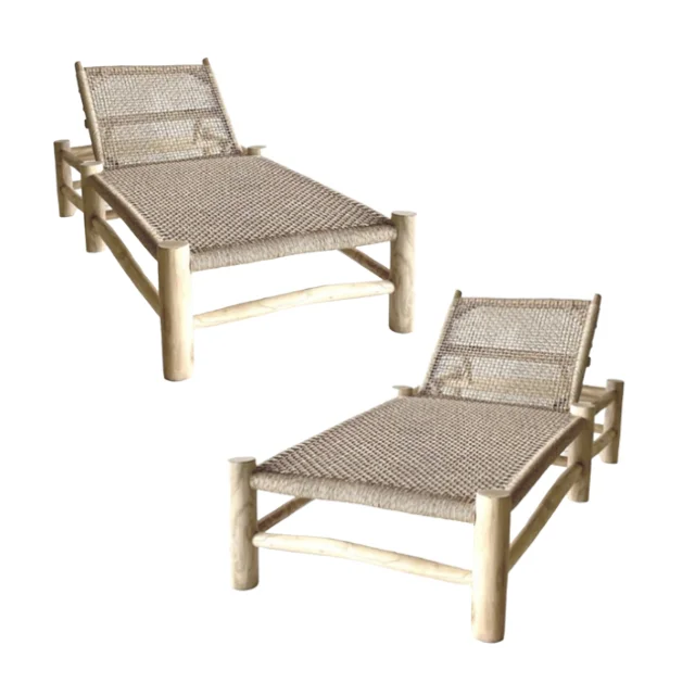 Wholesale Price Modern Rattan Sun Loungers Sun Bed Natural Pool Chair Outdoor Furniture Daybed Direct Factory