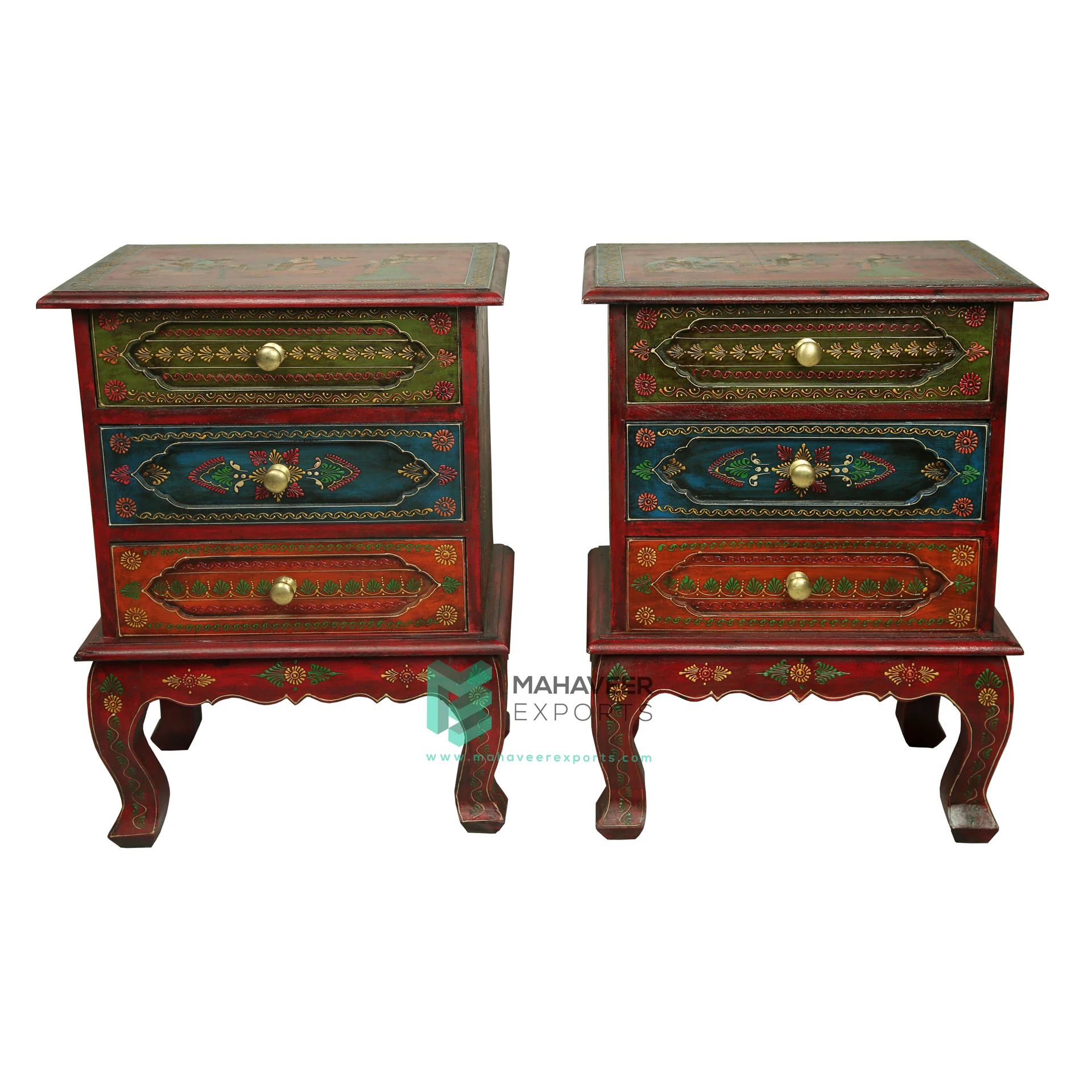 Best Selling High Quality Fine Hand Painted Wooden 3 Drawer Bedside Table Nightstand Cabinet For Bedroom/ Living Room Furniture