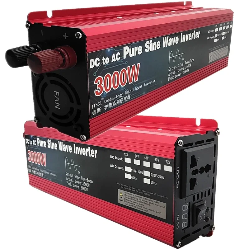 Delivery To Ukraine Pure Sine Wave Power Inverter/Converters DC12/24V To Input AC220V Output 3000W With LCD Display