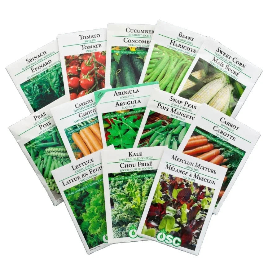 Custom Biodegradable Kraft Farm Plants Flowers Fruits Vegetables Garden Seeds Packets Resealable Small Seed Packaging Envelopes