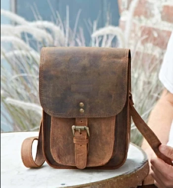 Vintage Stylish Buffalo Leather Shoulder Crossbody Sling Bag Men Women Small Buckle Closer Customized Bags for Daily use