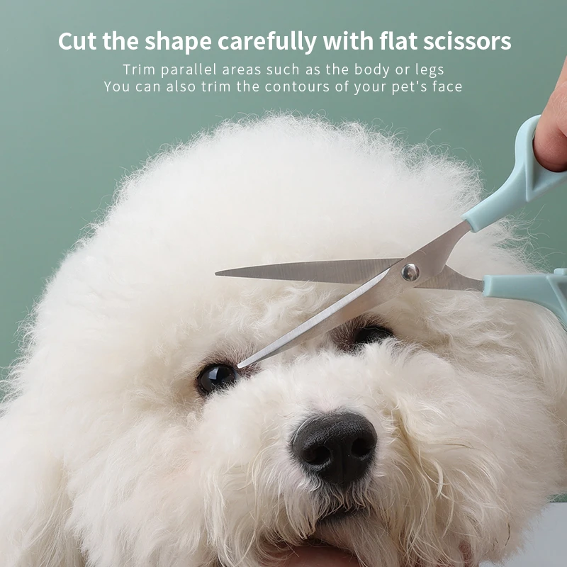 Dog Grooming Scissors Kit with Safety Round Tips, Liren Professional 6 in 1 Grooming Scissors for Dogs