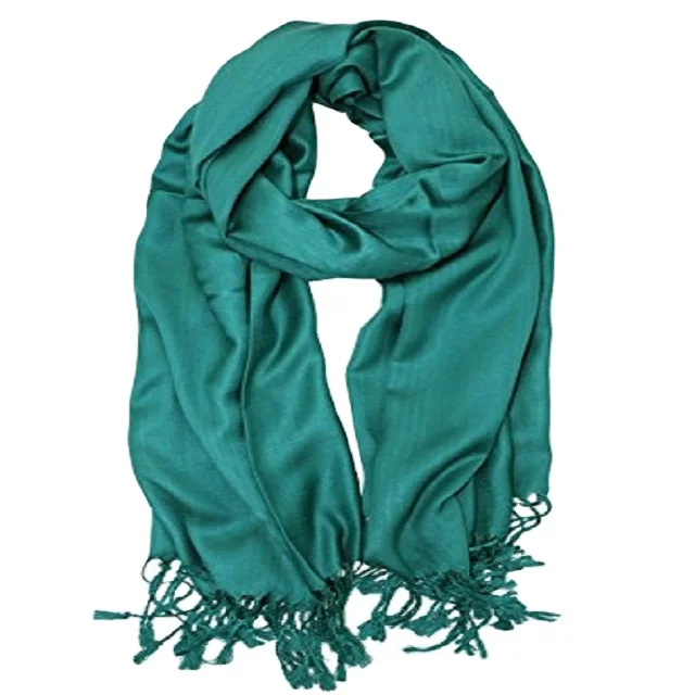 fashion solid color pashmina women shawl custom logo scarf with tassel Wholesale Fashion Scarf Shawls