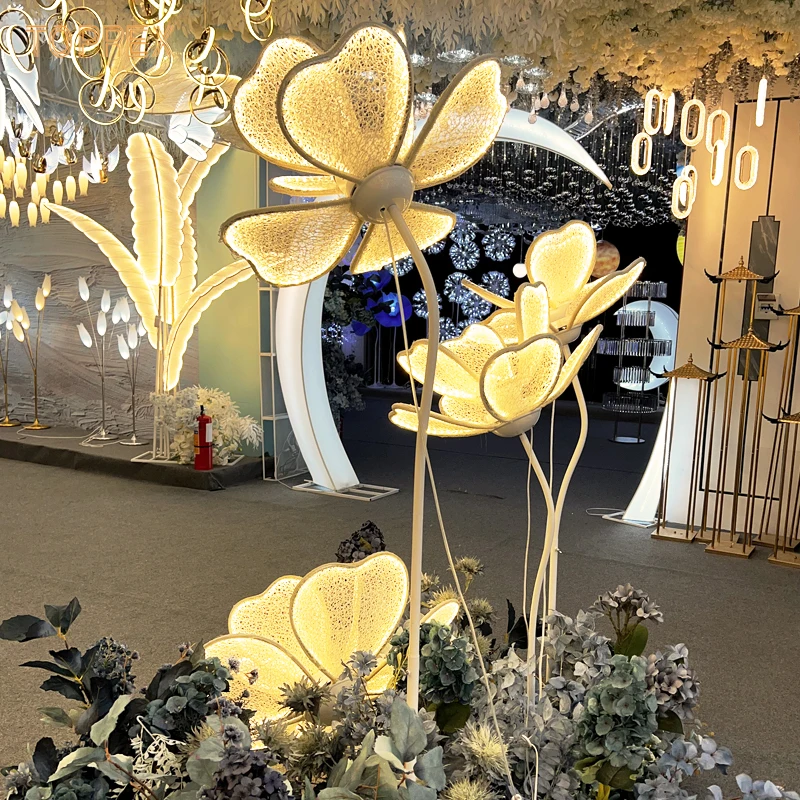 Party motif light big bright flash 3d artificial stand giant led other wedding decorations dried flowers plants