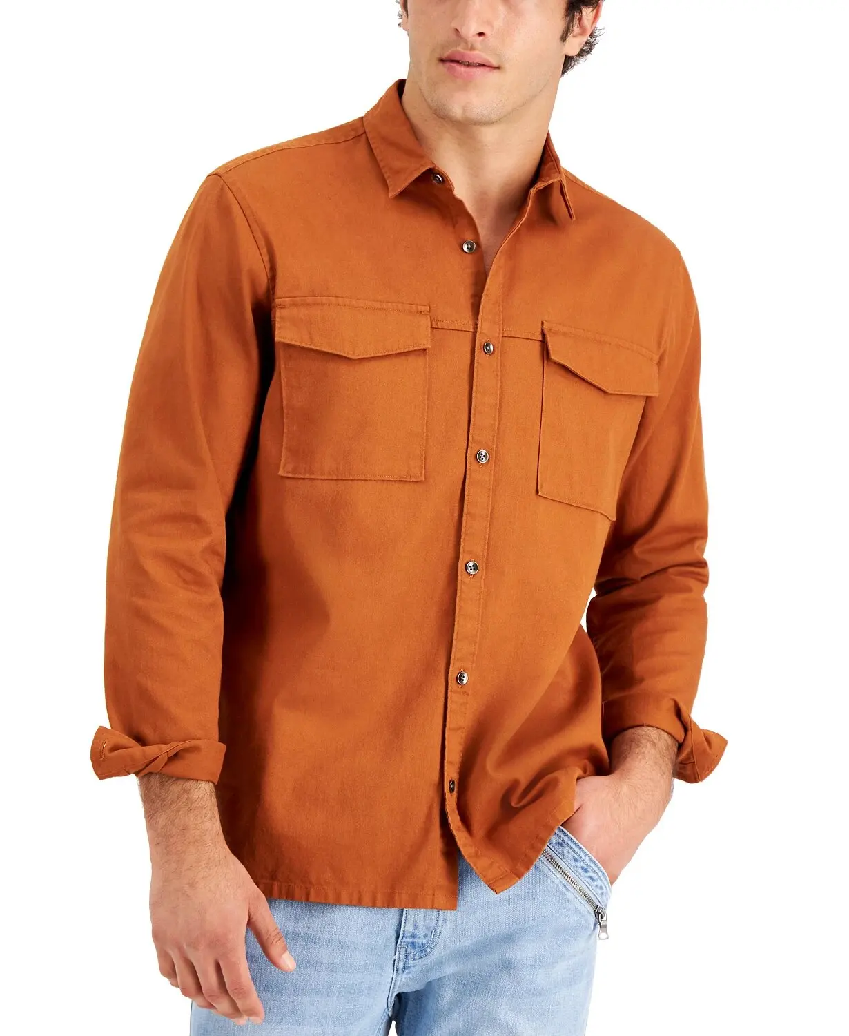 High quality custom design logo men shirts in cotton jeans full cuff sleeves buttoned closure men casual shirts in activewear