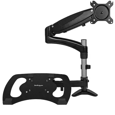 Full Motion Articulating Desk-Mount Monitor Arm with Laptop Stand for Dual-display Workspace and Increase Productivity