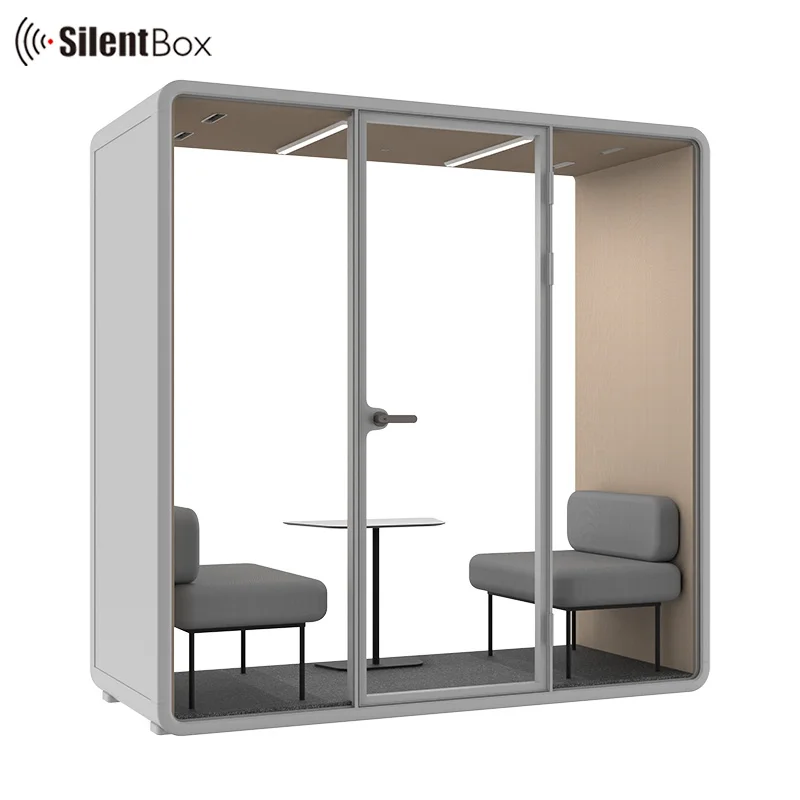 Office pods model SL-2 person booth multiple interior colors available acoustic cabin for office division