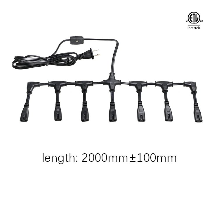 ETL certified PVC male and female plug wires temperature resistance black Two plug connection cable For EDK EDJ