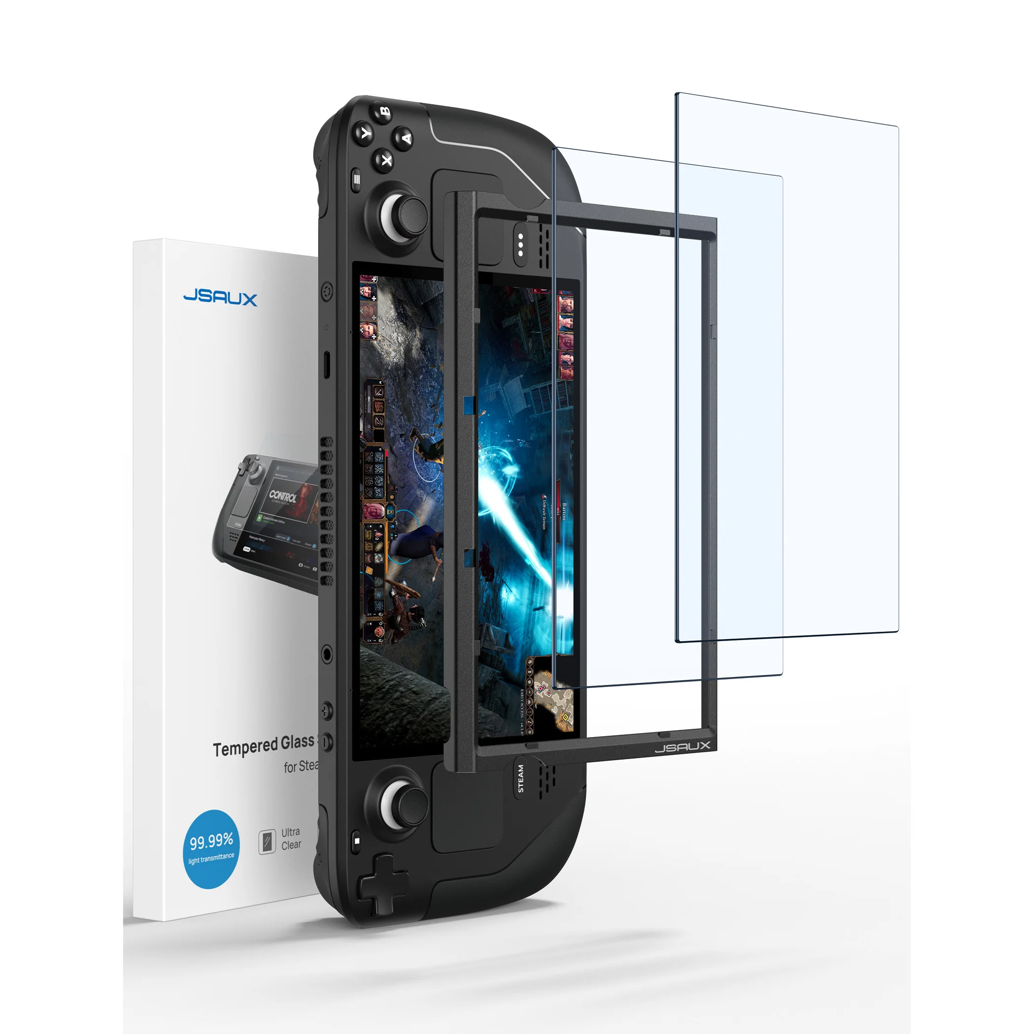 JSAUX 2 Pack HD Tempered Glass Screen Protector Accessories for Steam Deck