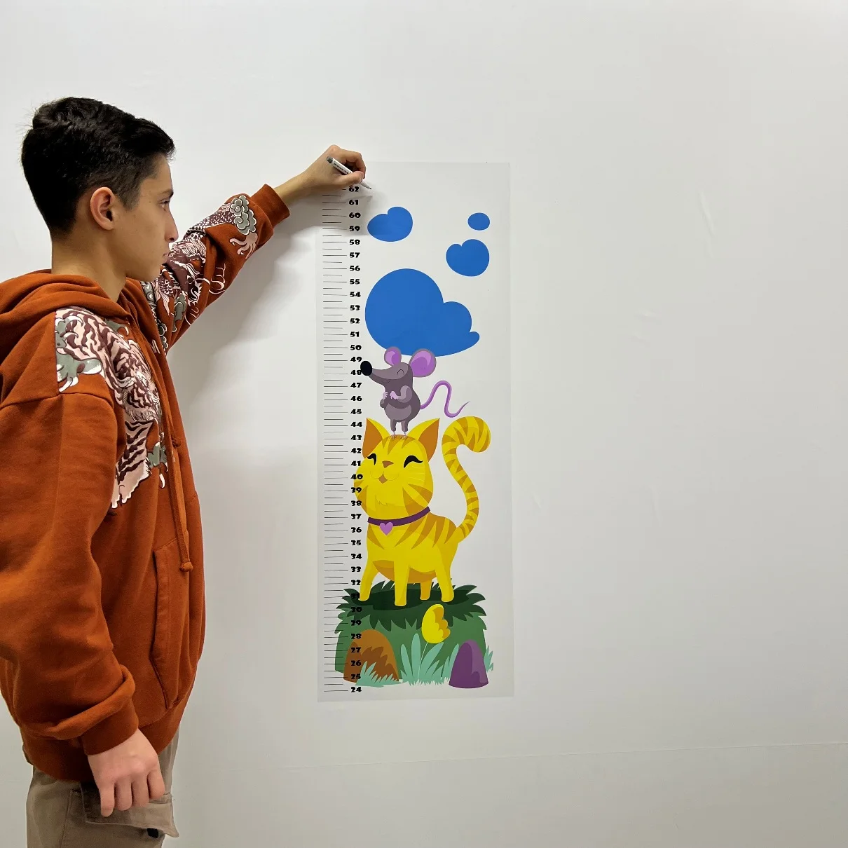 Dry Erase Growth Chart For Kids Model-2 Reusable Durable Polystyrene Material Holds The Surface With Static Electricity