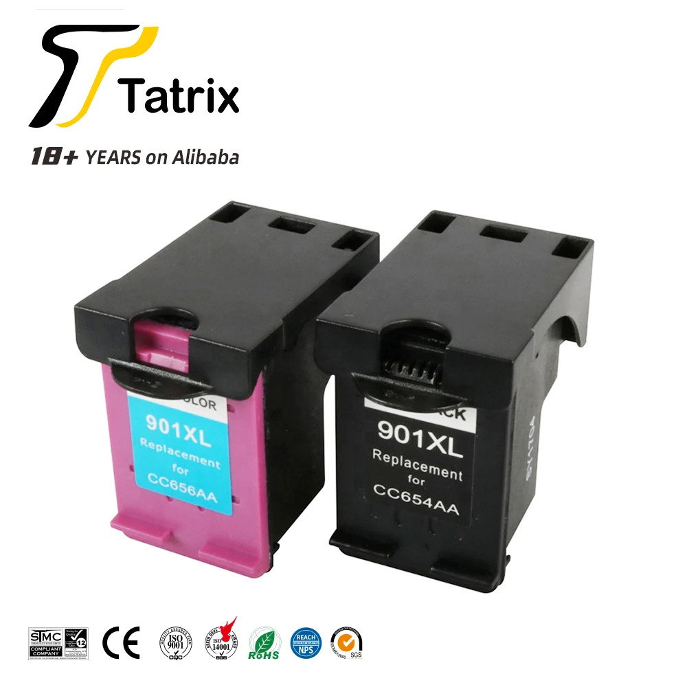 Tatrix HP 901XL CC654AC CC655AC premium remanufactured biack and color ink cartridge for HP Officejet J4580