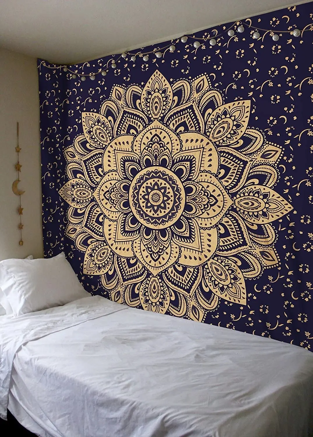 Best Quality Blue Golden Color Mandala Tapestry Wall Hanging Bohemian Bedspread Tapestries for Living Room Bedroom Decor
