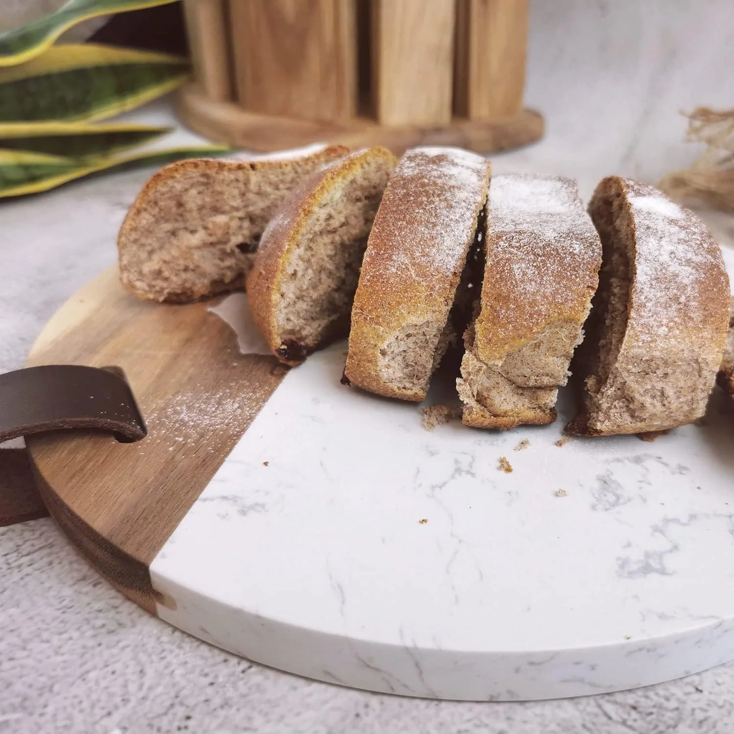 Роскошная мраморная деревянная разделочная доска для кухни прочная и стильная с двухцветной отделкой