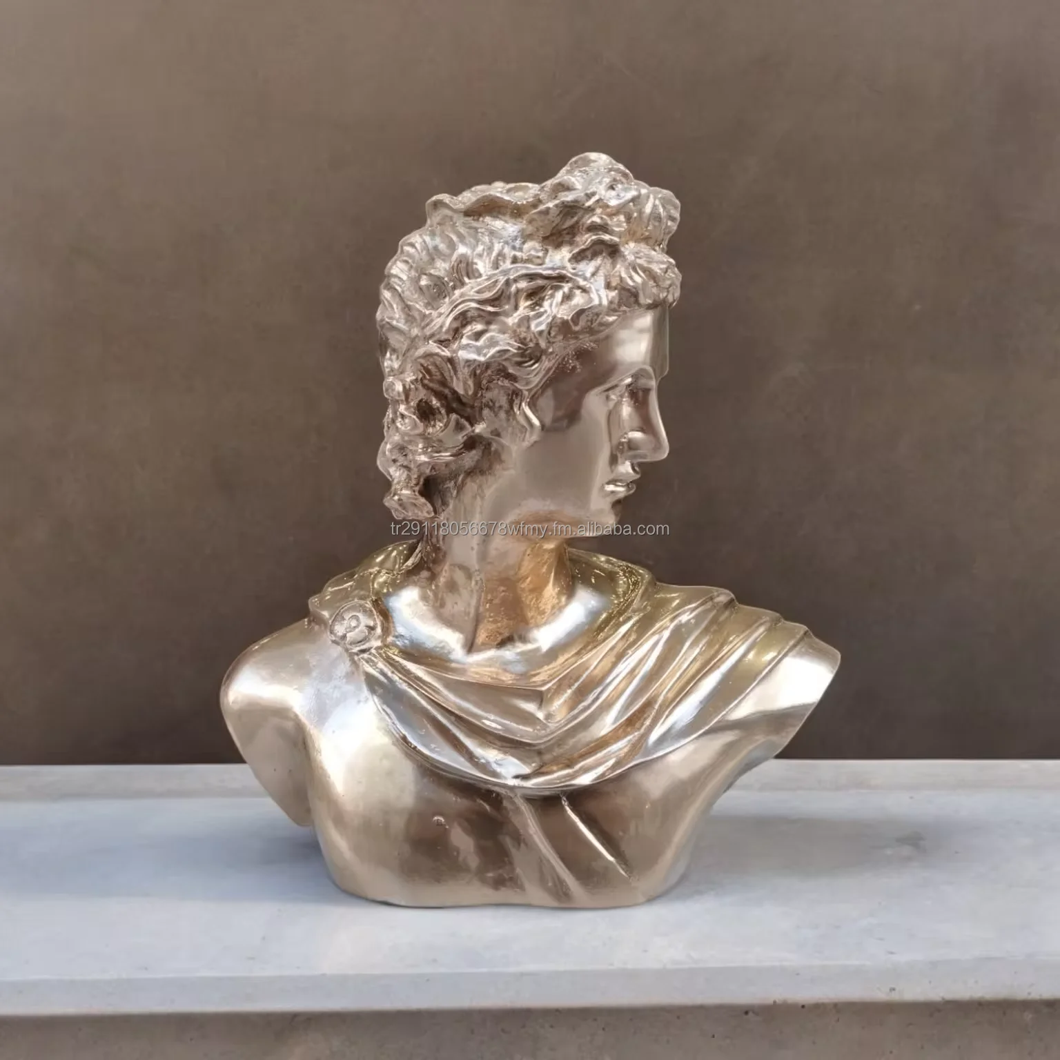 Apollo Bust Statue sculpture modern luxury home table decor gold greek mythology gods goddess male art objects best selling