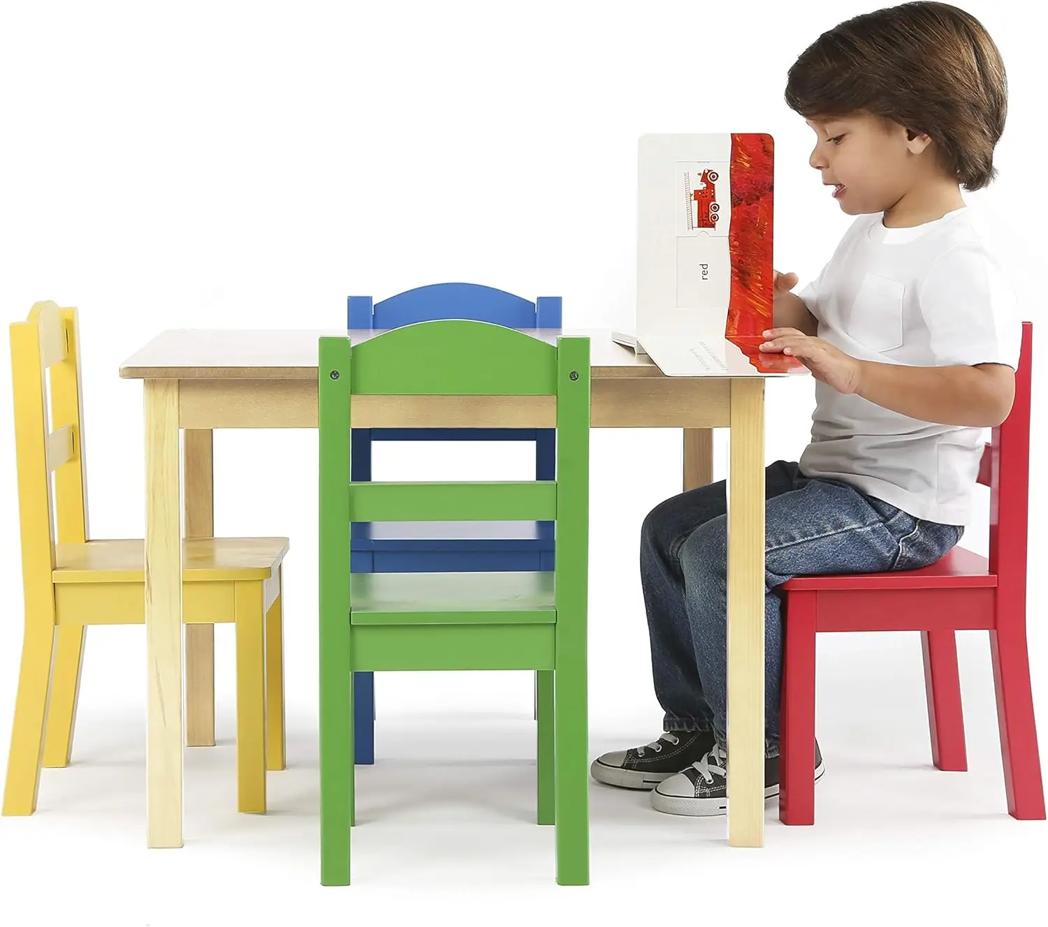 Wholesale Montessori Sensory Table Set Wood Kids Table Chair with White Board Blackboard 3-in-1 Activity Study Table Toddlers