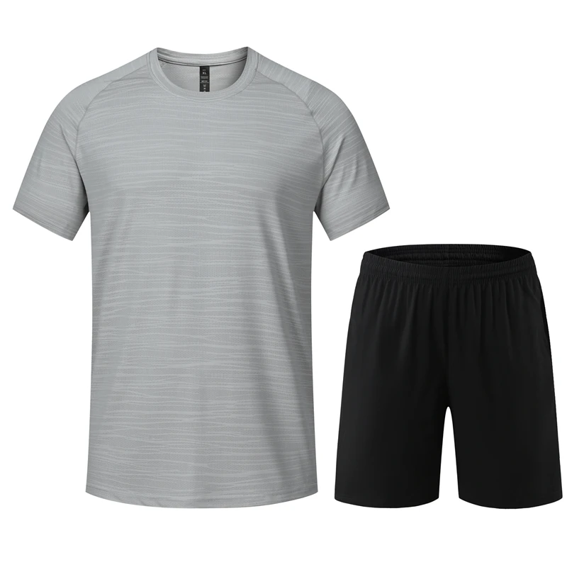 High Quality 2024 New Summer Quick Dry Polyester 100% Running Training Set Wholesale Gym Wear Work Out Sports Fitness Sets Men