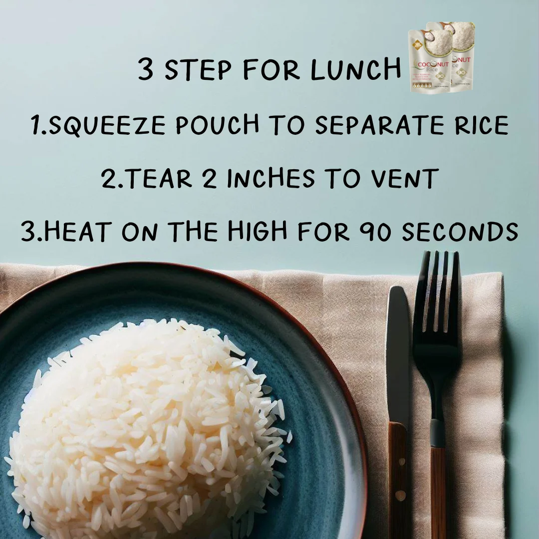 Ready to eat meals - Coconut Rice Thai Jasmine Rice Pack in Pouch 240g Instant Meal Microwave Ready to Eat Product form Thailand