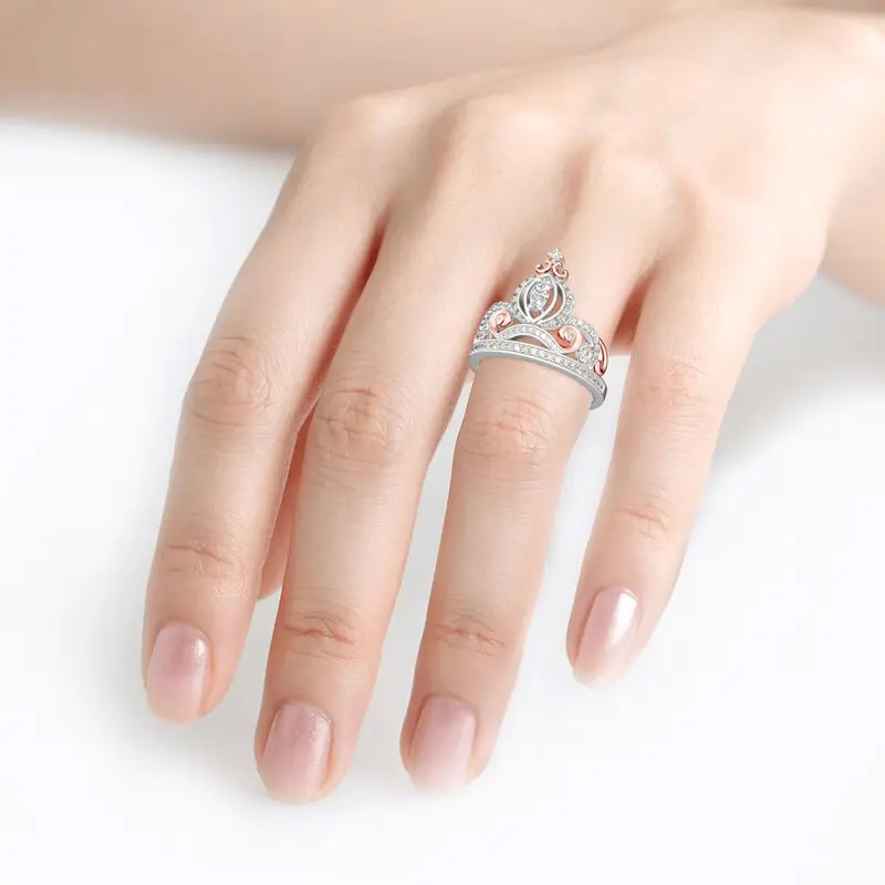 Custom Jewelry Factory Supplier 925 Sterling Sliver Zircon Diamond Princess Queen Crown Ring