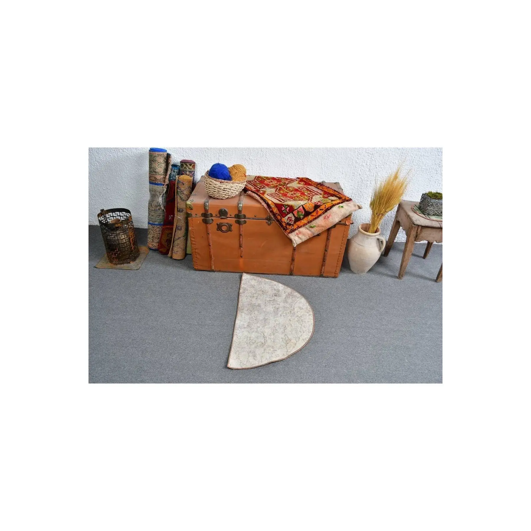Hand Woven Carpet Anatolian Carpet, 75x45 Cm, ​​Mat Carpet