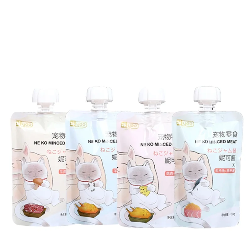 Кошачьи закуски влажный корм натуральный куриный пюре откорма питательные кошачьи полоски оптом для домашних животных