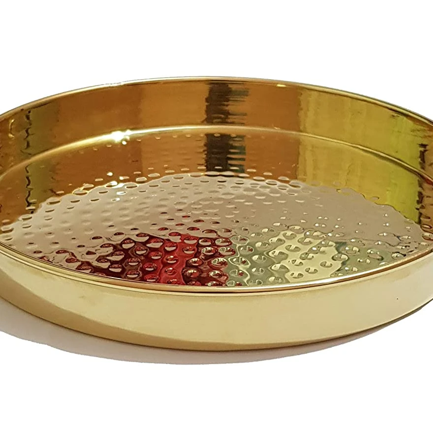 Elegant Wholesale Export High Quality Home Kitchen Custom Cooking Pot Brass Hammered Design Thali Set ,Brass , 1 Piece