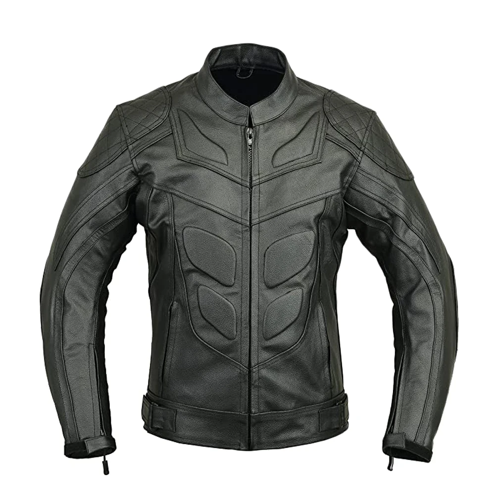 Custom men lambskin Leather Motorbike Protective Jacket wholesale price