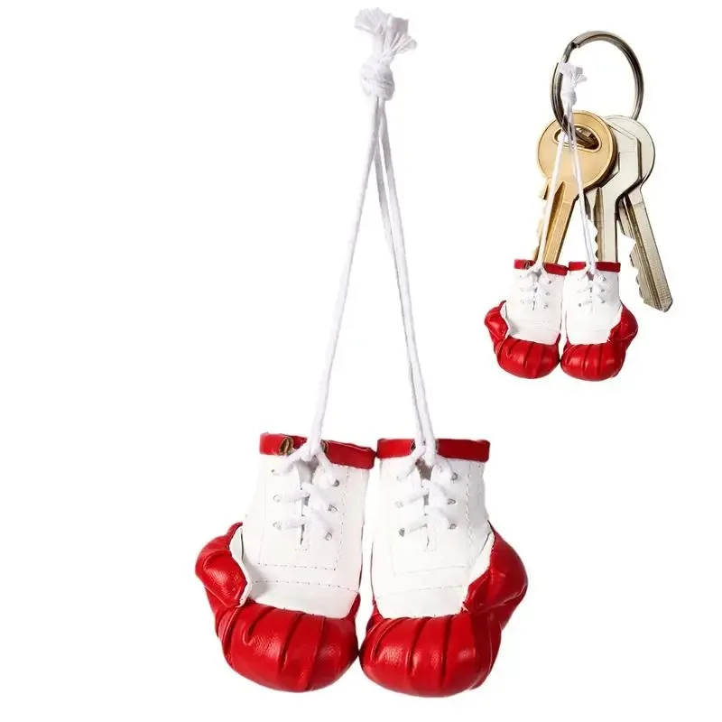 Car Mirror Boxing Gloves Pendant PU Leather Boxing Gloves Keychain Multi-functional Car Interior Decor For Car Decorative