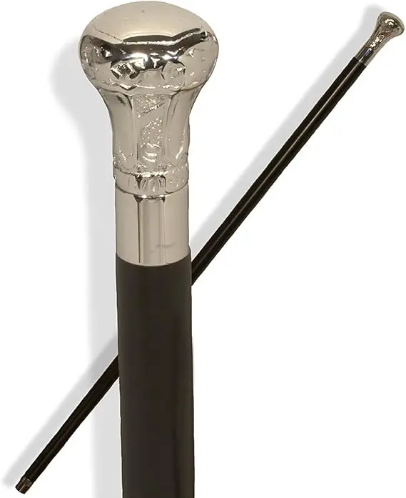 Vintage Antique Carbon Walking Cane with Brass Handle Knob Folding Feature Rubber Tip for Outdoor Activities like Hiking Gift