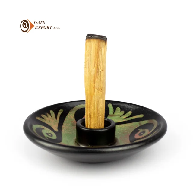 100% Peruvian PALO SANTO HOLDER Handmade Wood Artisan Work Shape Sandalwood Scented Boxed Made Talented Peruvian Communities