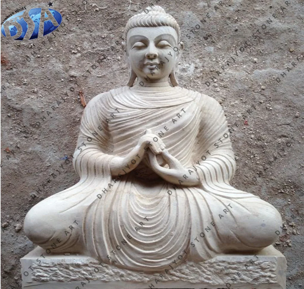 Large Garden Outdoor Sculptures Stone Carvings Marble Buddha Outdoor Garden Decor Carved Life Size