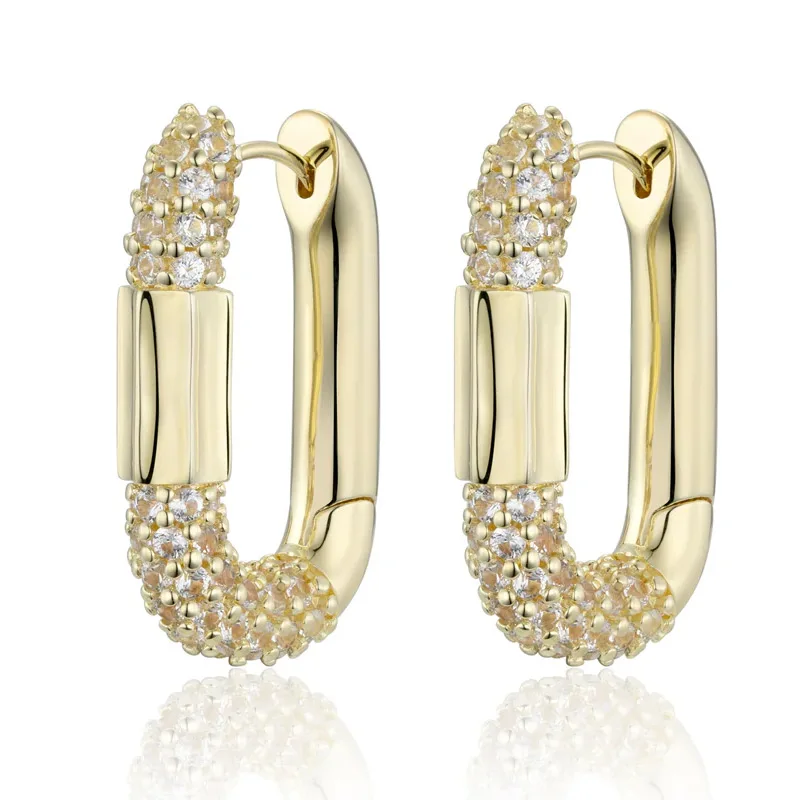Wholesale 18k Gold Plated Brass Cubic Zirconia Custom Huggie Hoop Earrings Fashion Jewelry For Women
