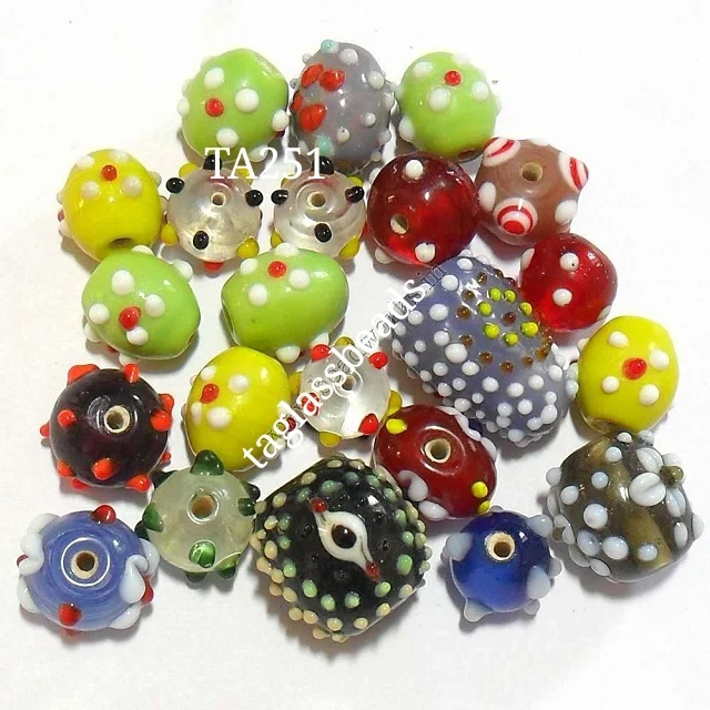 Multicolor Glass Rainbow Beads Mix  Color Fancy Dotted Glass Beads Loose Crystal Beads Buy At Best Price
