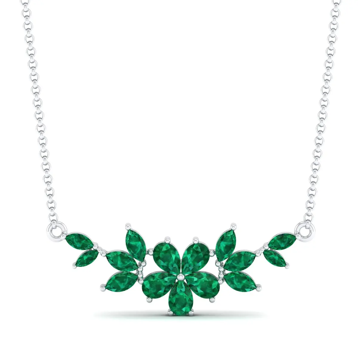 REYES Unique Charming Wholesale Jewelry 14K White Gold Moissanite Pendant Hot Sale Pear Cut 3.87 Carat Emerald Gemstone Pendants