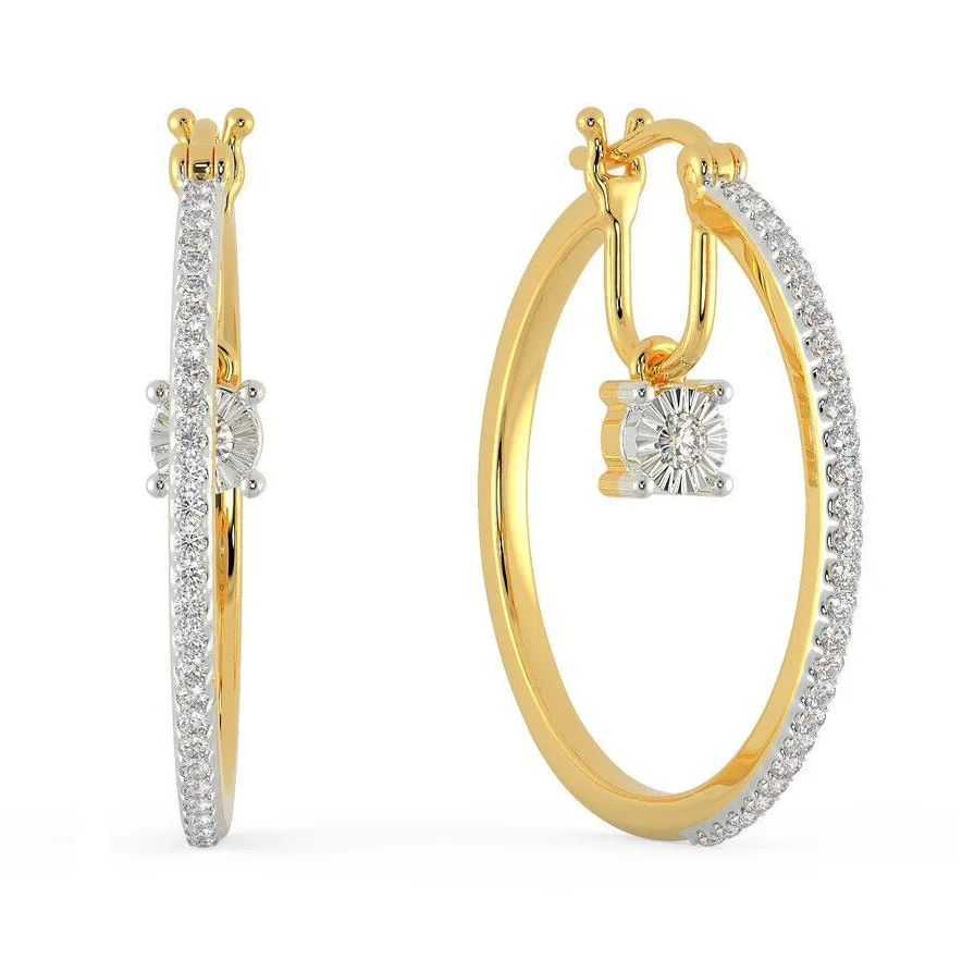 Most Selling Fine Jewelry 14k Gold Hoop Earrings with 1.80 Ct Diamond Weight Earring for Women Party Wear