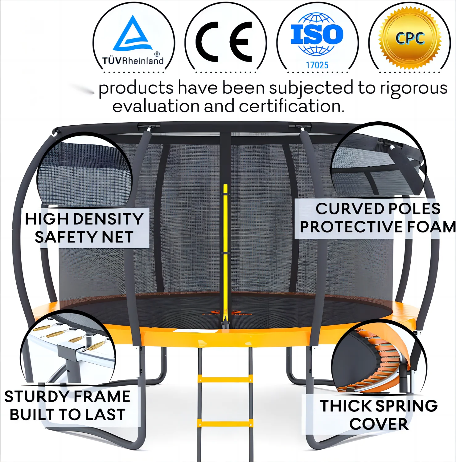 Backyard Outdoor 8FT 10FT 12FT 14FT 16FT Rebounder Trampoline with Safety Enclosure Net for kids