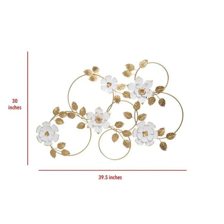 Luxurious quality Factory Wholesale price eye-catching White & Gold Color Multi Wreath Floral Wall Decor for Hotel Home Restaur