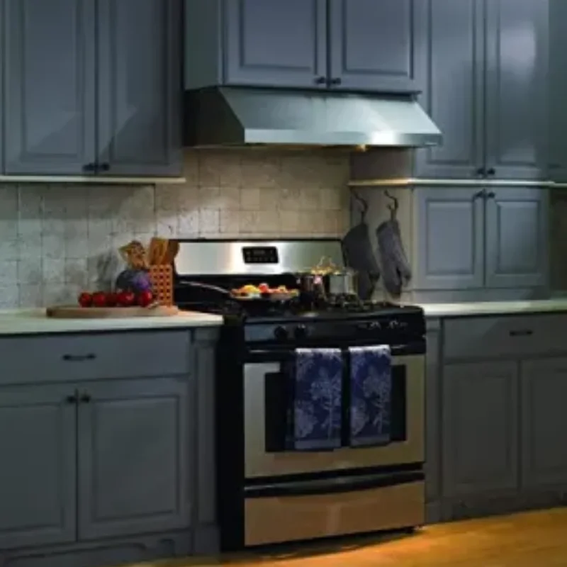 Wall Mount Range Hood with Ducted Convertible Ductless Ceiling Chimney-Style Stove Vent, LEDs Light