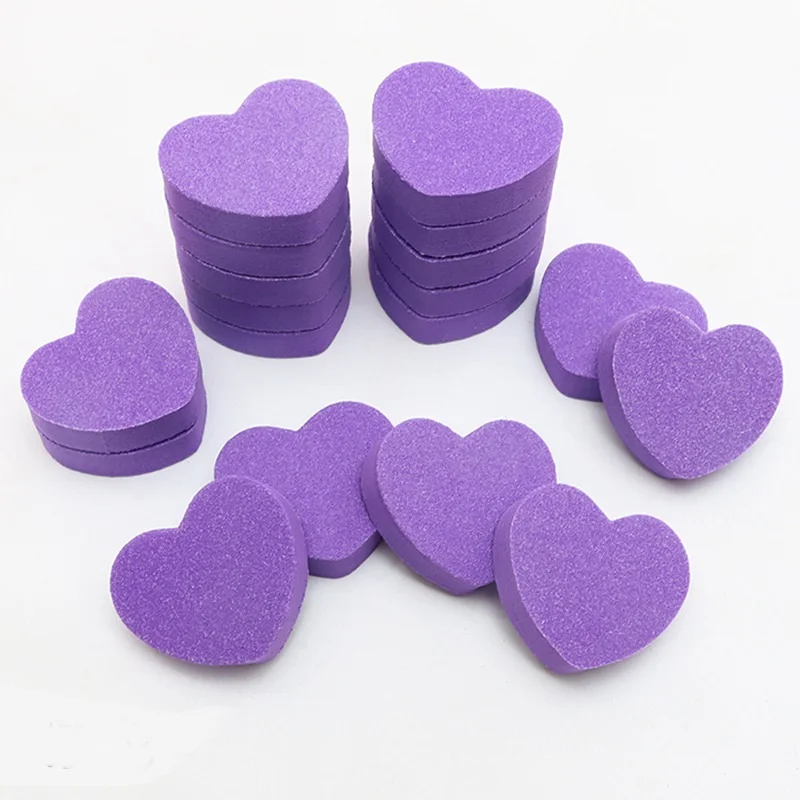 New Heart Shape Pink Black Mini Nail Buffers 100/180 Nail File And Buffer Tools