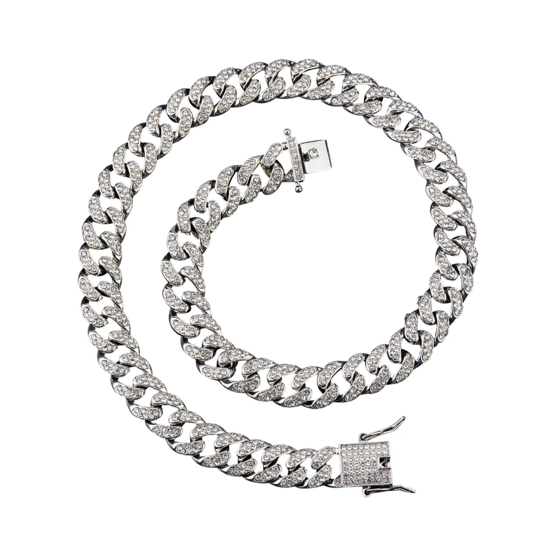 Cuban Chain Link Necklace Torque Jewelry Custom American Popularity For Women Men Alloy Chains 10-13mm Silver