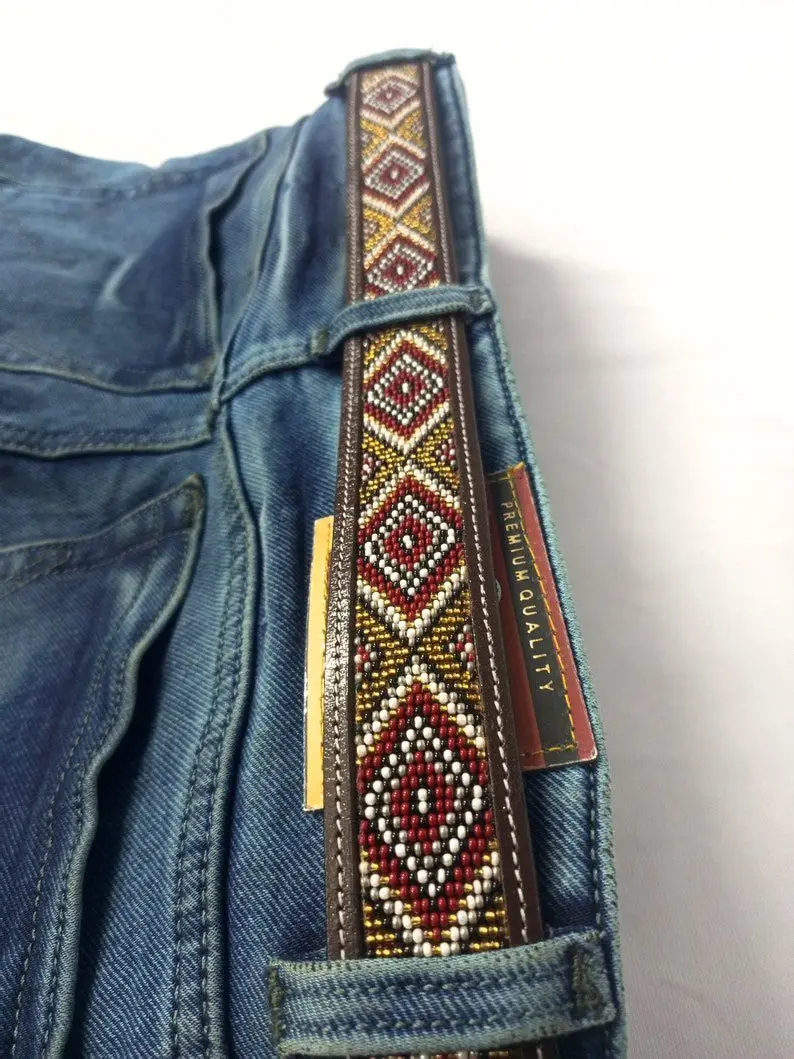 Best Quality Custom Made Genuine Western Leather Beaded Belt With Stud Design Manufacturer Exporter From India man and woman