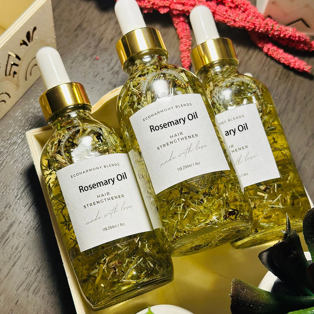Private Label Organic Rosemary Castor Mint Oil Men Women Scalp Care Serum Hair Treatment Growth Oil