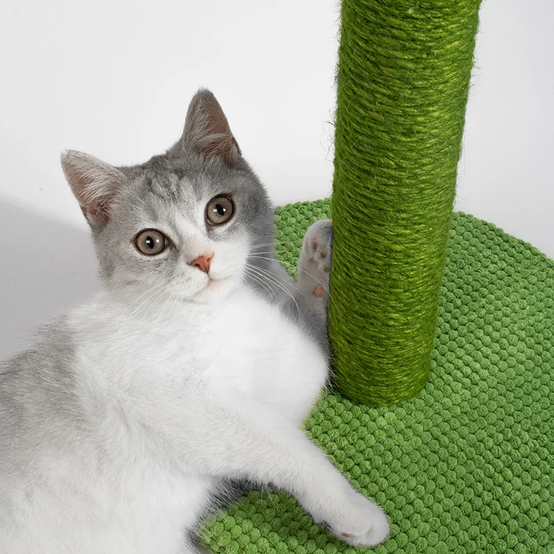 High quality interactive Green Cactus cat tree climbing pet sisal cat scratching post