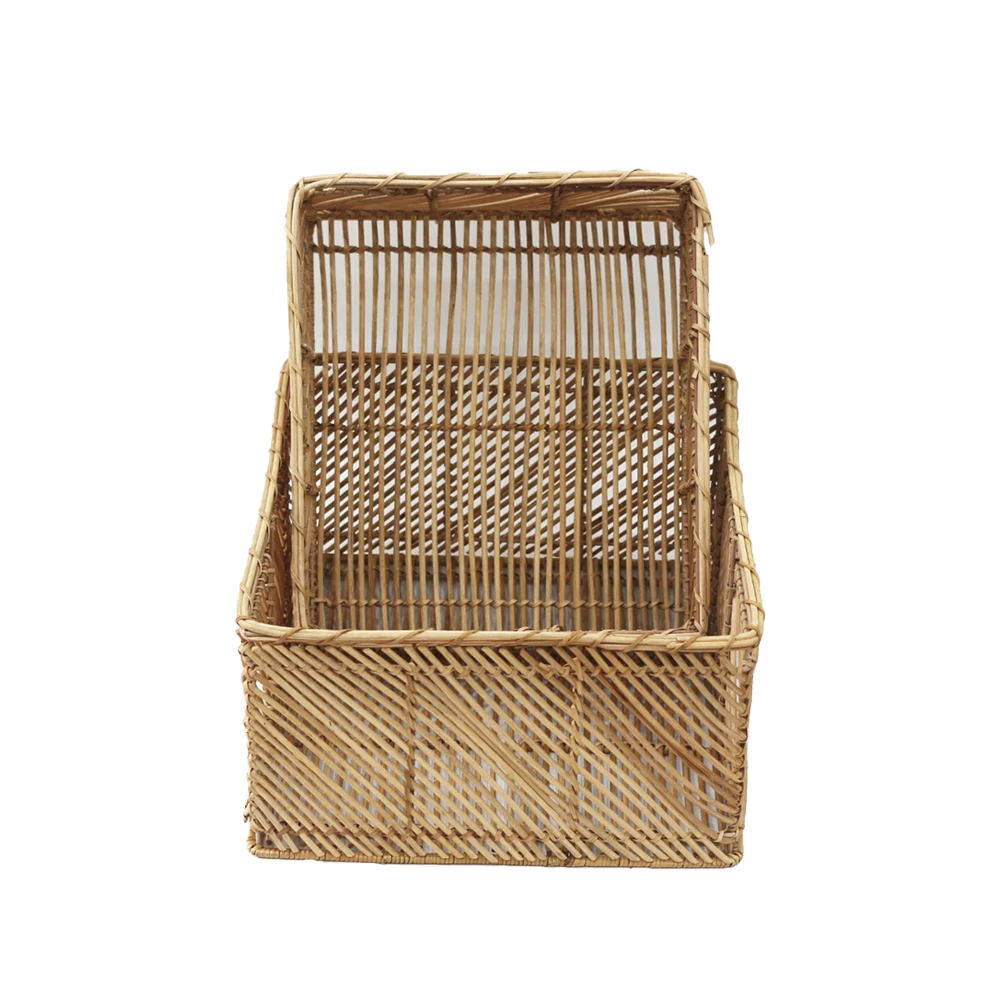 Wholesale Exported Good Quality Square Handmade Storage Baskets Rattan Woven Baskets